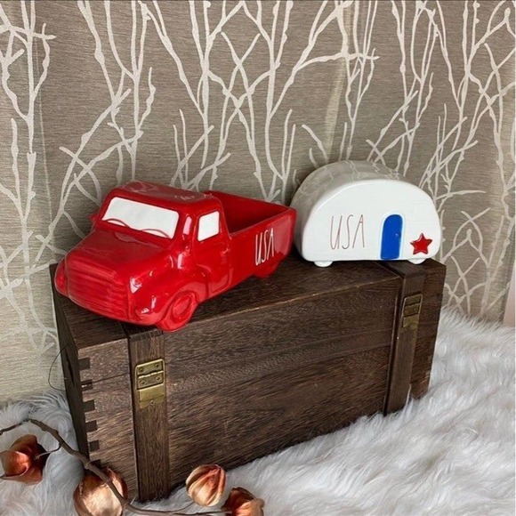 RAE DUNN FARMHOUSE HOME DECOR CERAMIC TABLE TOP USA AMERICA JULY 4 PATRIOTIC NEW - Picture 5 of 7